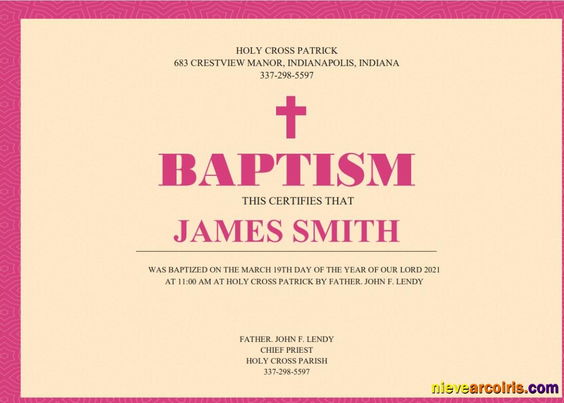 USA baptism certificate